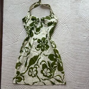 Vintage Hawaiian Green and White Halter Dress